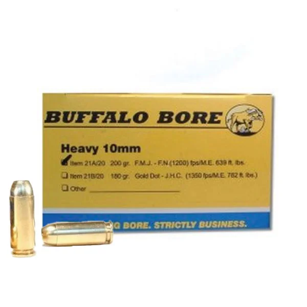 Buffalo Bore Heavy 10mm FMJ Flat Nose Ammo