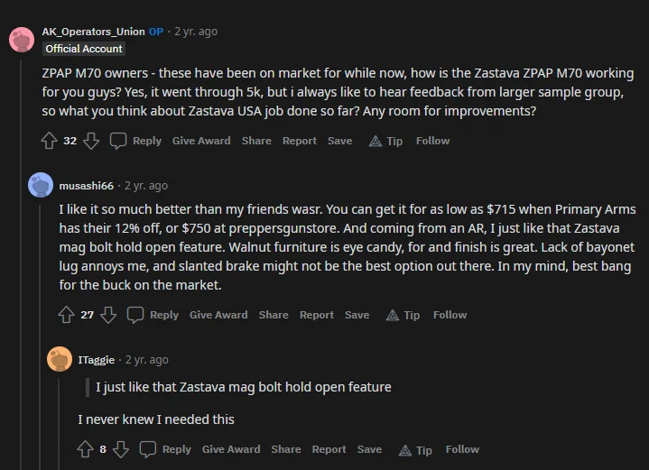 Reddit ZPAP m70 review