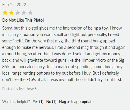 do not like this pistol