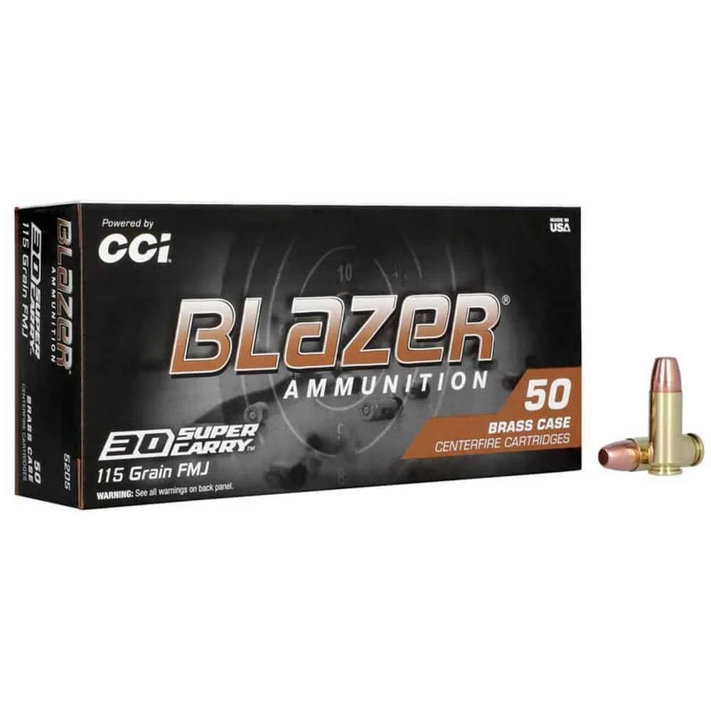 CCI Blazer 30 Super Carry 115gr FMJFN Handgun Ammo - 50 Rounds