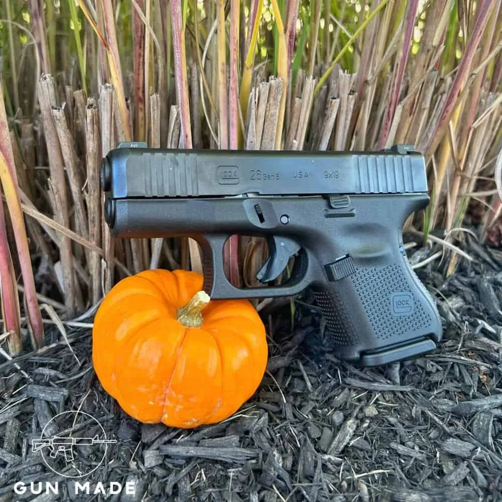 Glock 26 gen 5 leaning on pumpkin