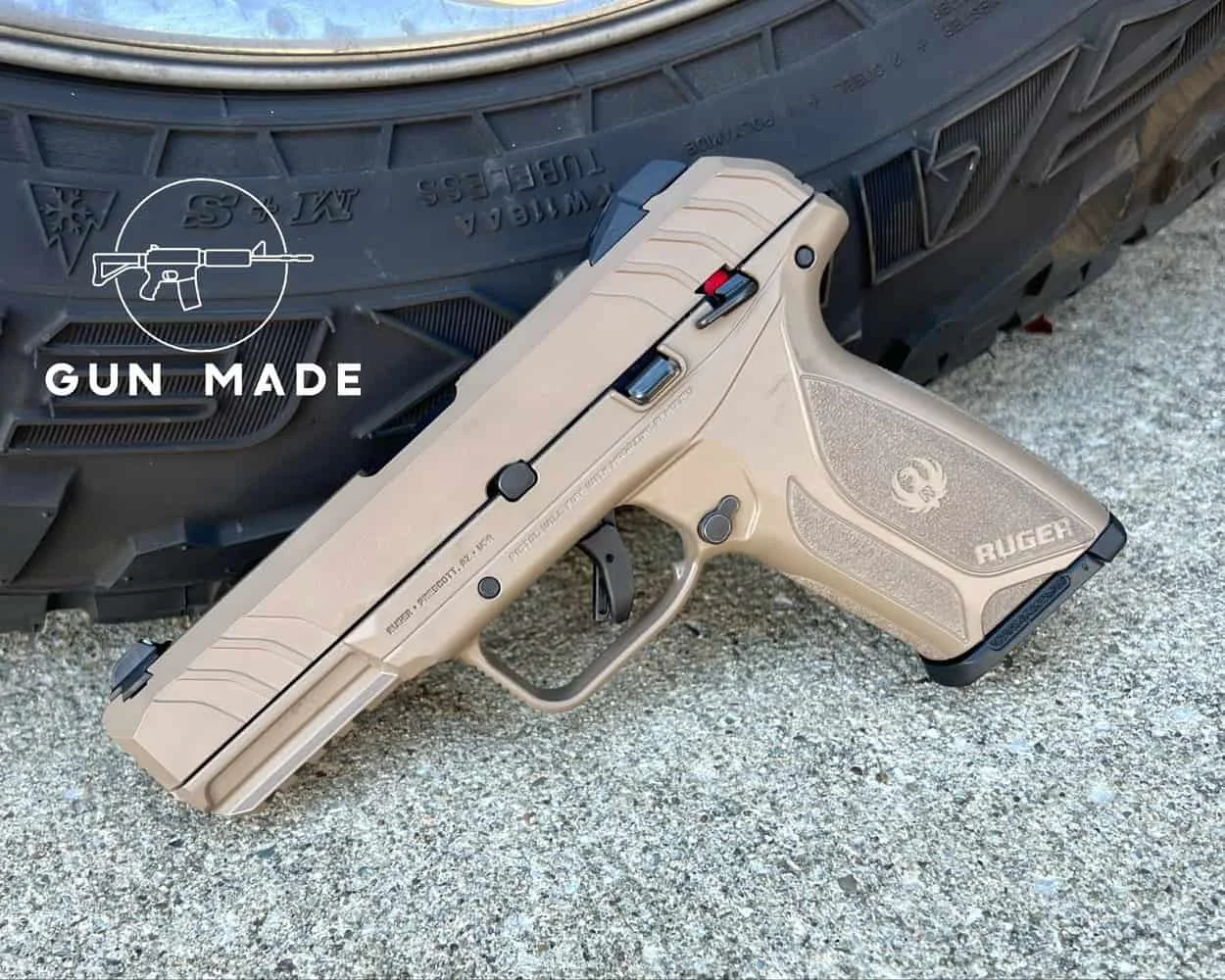 ruger security 9 side photo against tire