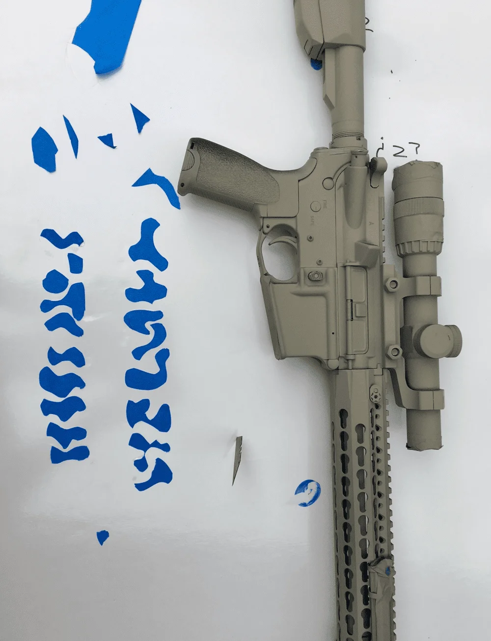 camo ar15 blue duct tape for spray painting 2