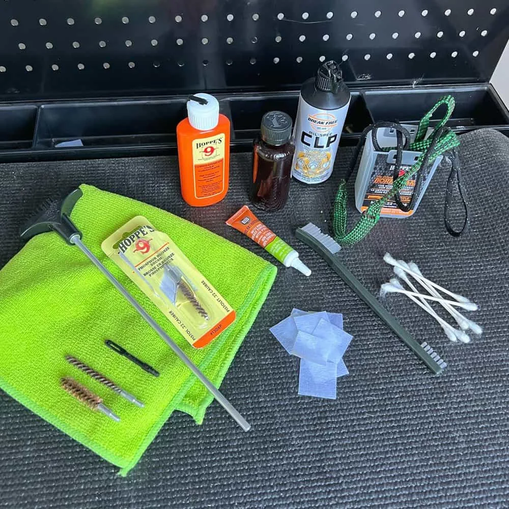 cleaning supplies laid out before cleaning