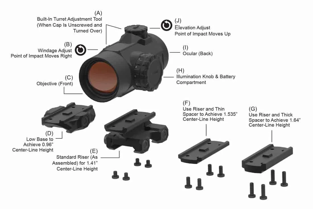Primary Arms SLx Microdot 25 Gen 2 parts from manual