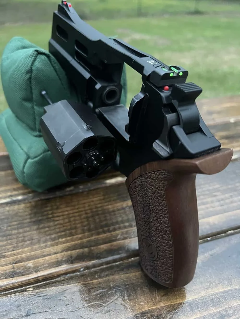 chiappa 40ds mounted on caldwell bag unloaded
