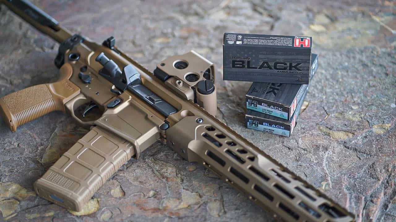sig sauer mcx spear lt close up with Hornady black ammo