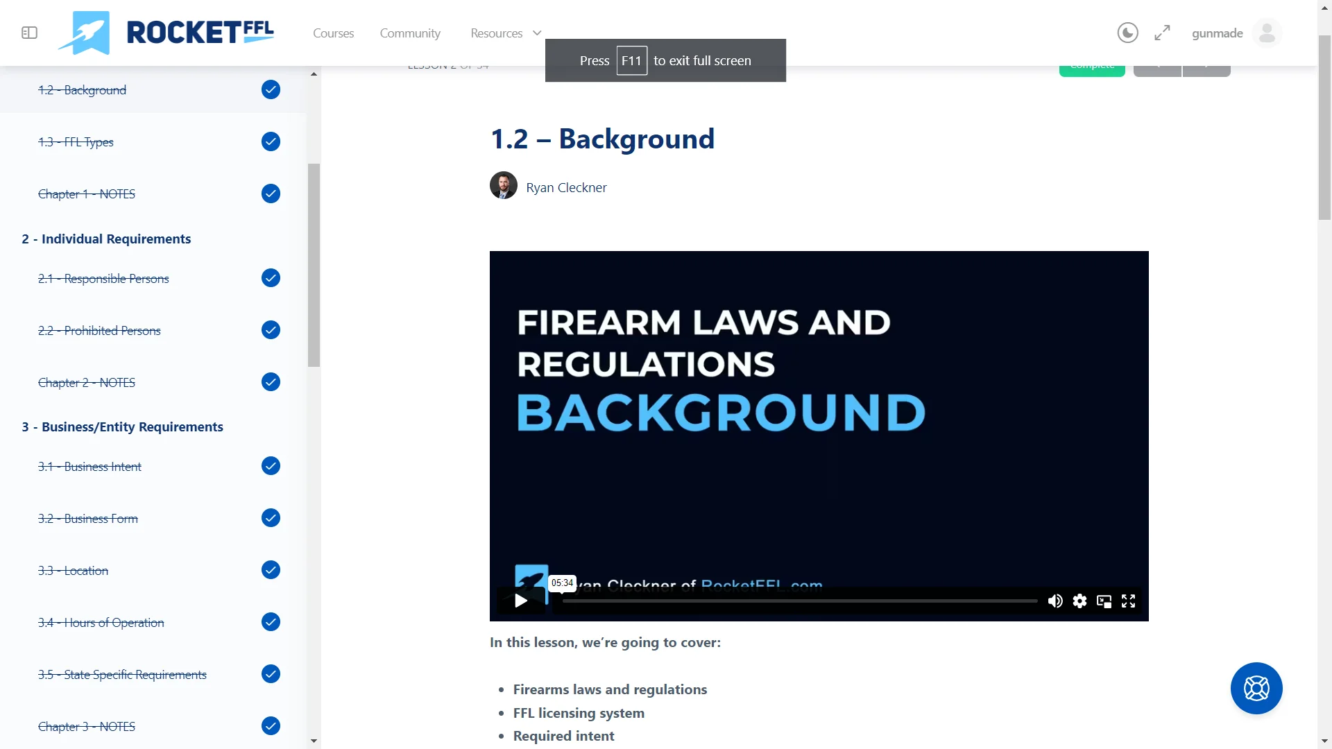 rocketffl course section 1