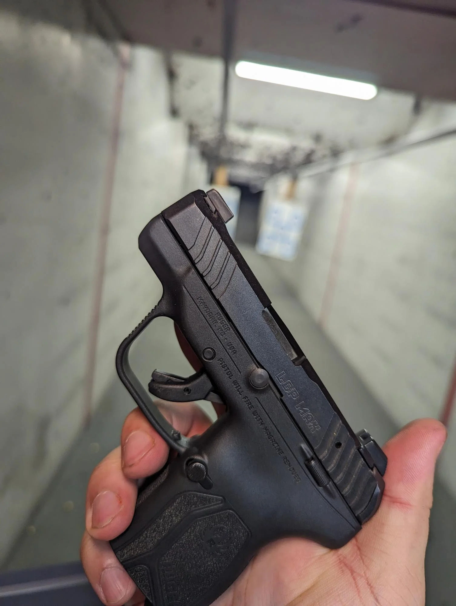 ruger lcp max review at the indoor shooting range