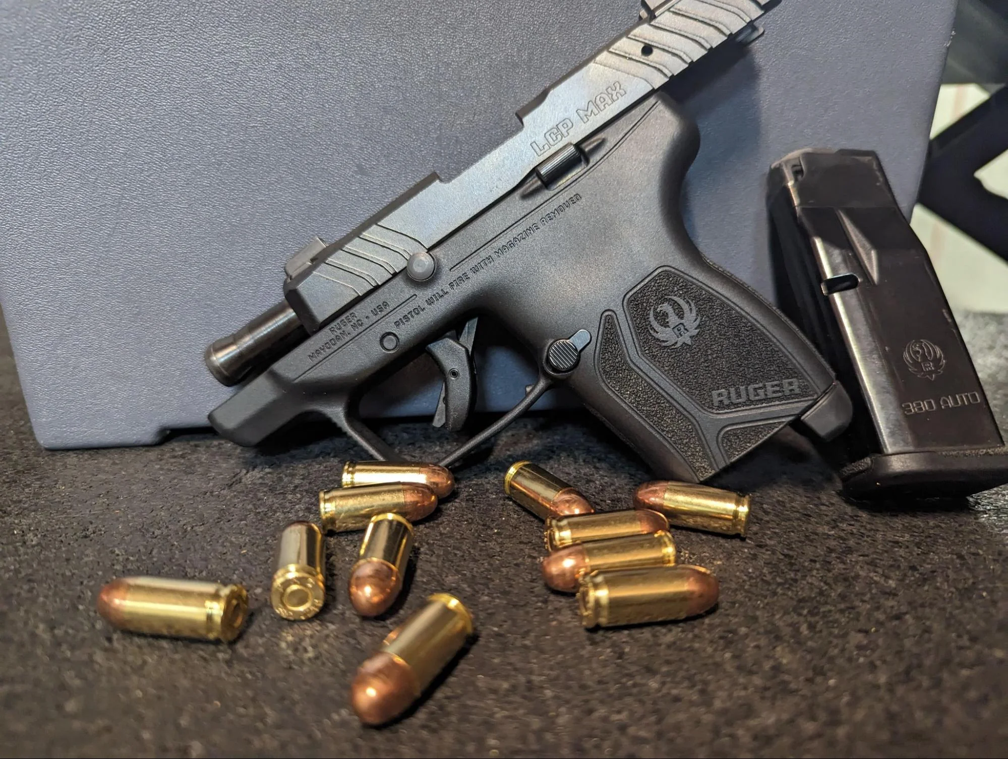 ruger lcp max review with 380 auto ammo and magazine
