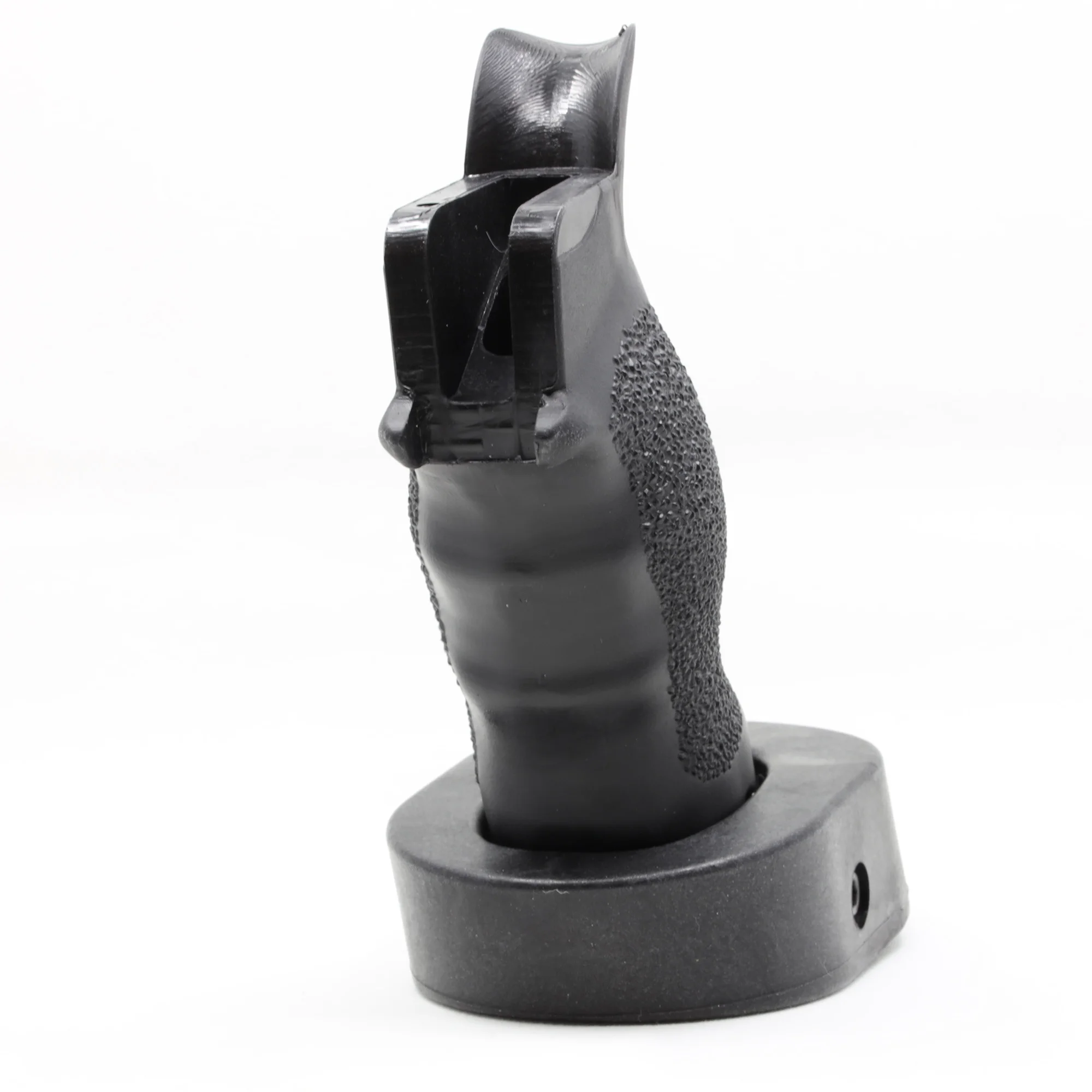 A detailed image focusing on the wide palm swell of the Ergo Tactical Deluxe Grip, showcasing its design for enhanced control and comfort