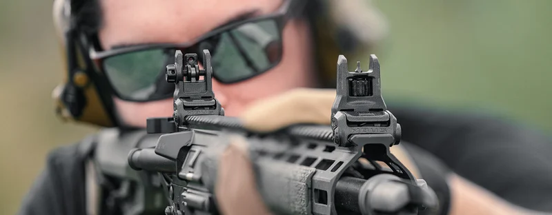 Magpul MBUS 3 sights on an AR-15 featuring convenient tool-less adjustments