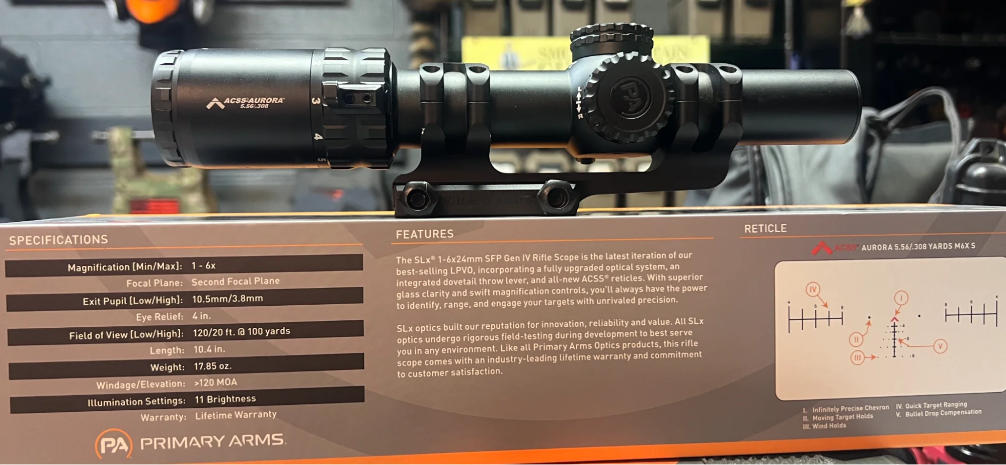 Primary Arms SLX 1-6x24 optic with Aurora Reticle and cantilever mount