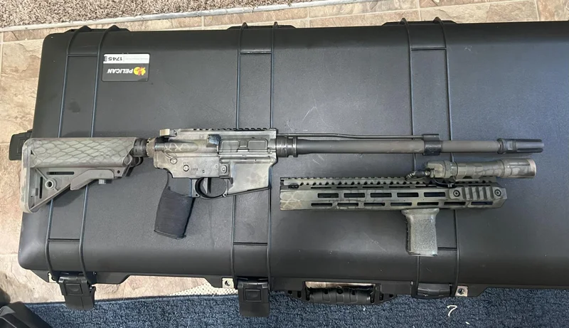 AR-15 rifle fitted with the Rosco HBAR barrel, showcasing the full setup after installation