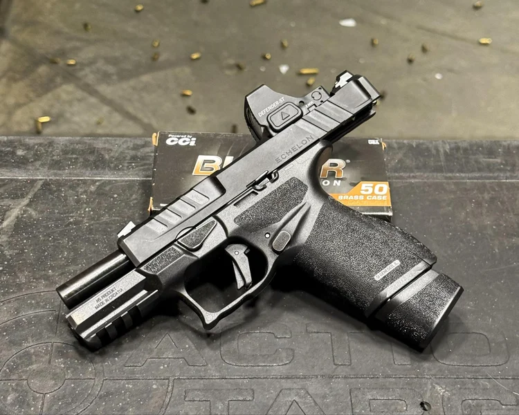 Close-up of the Springfield Armory Echelon 4.0C showcasing its compact design and textured grip