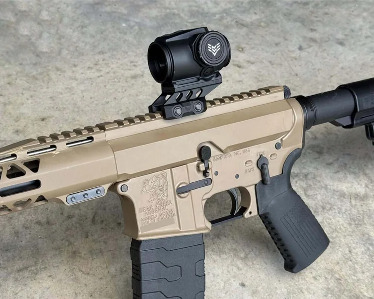 Flat Dark Earth Bear Creek Arsenal BC-15 rifle with Swampfox Raider optic mounted