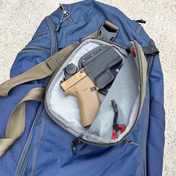 Inside the Vertx Everyday Fanny Pack 2.1 featuring a Glock 43X with an optic