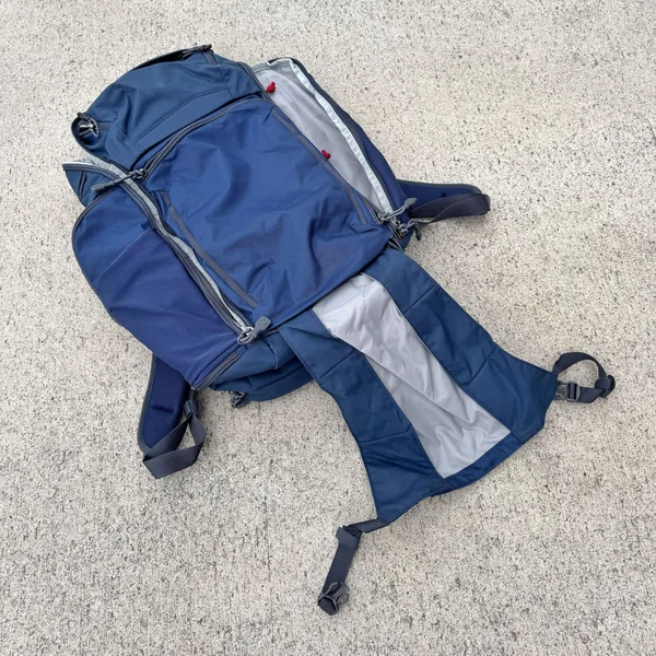 Vertx Gamut 26L backpack with stowable front flap extended for extra gear capacity