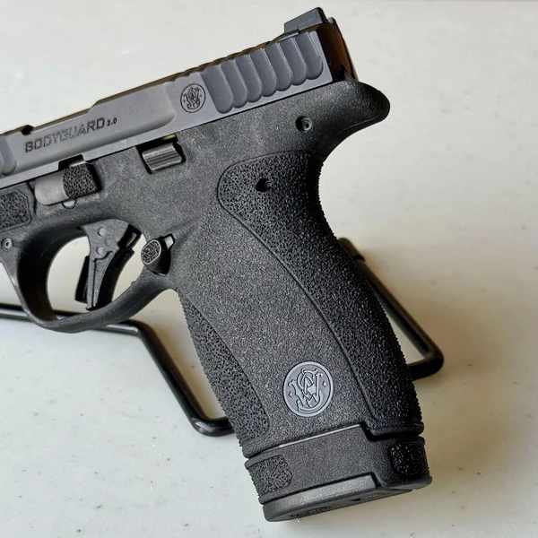 Aggressive grip texturing on the Smith & Wesson Bodyguard 2.0 micro-compact pistol
