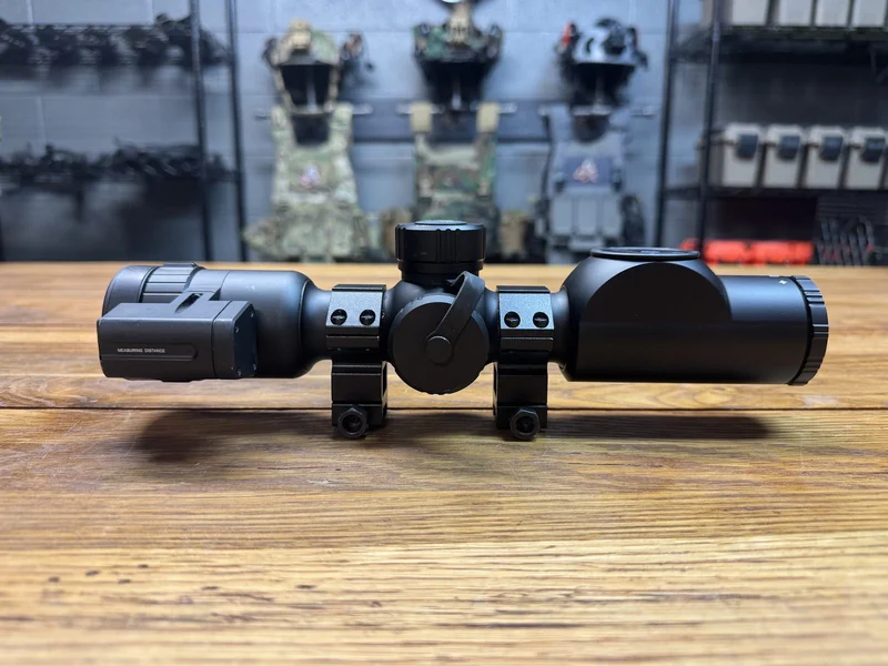 Side view of the Goyojo GRS225RF showing the rangefinder module marked Measuring Distance